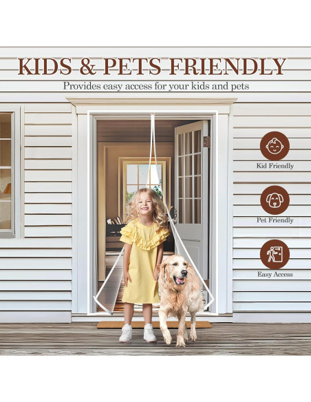 Yotache Puerta Magnética 32x80 cm, Malla Blanca Resistente