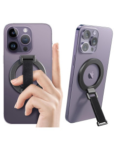 Agarre MagSafe SUPERONE con Correa para Dedo - Negro