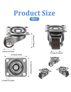 Juego de 8 Ruedas Giratorias 1.27cm Hariendny para Muebles 2