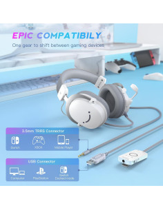 Auriculares Gaming FIFINE H9 Blanco 7.1 Sonido Inmersivo 2