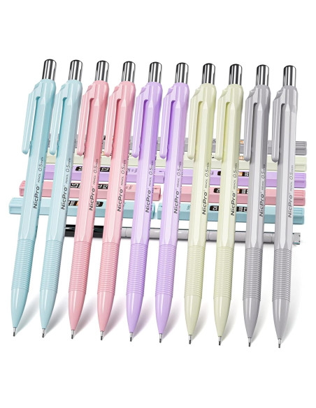 Set de 10 Lápices Mecánicos Nicpro 0.5mm con Recargas HB