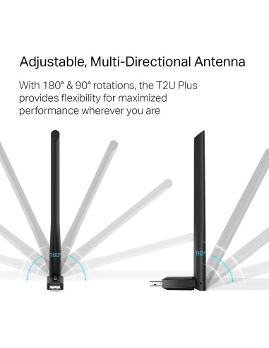 Adaptador USB WiFi TP-Link AC600 Archer T2U Plus 5dBi