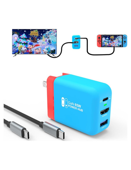 Cargador Dock Portátil Mirabox 65W para Nintendo Switch 4K