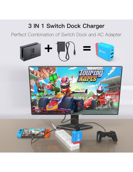 Cargador Dock Portátil Mirabox 65W para Nintendo Switch 4K