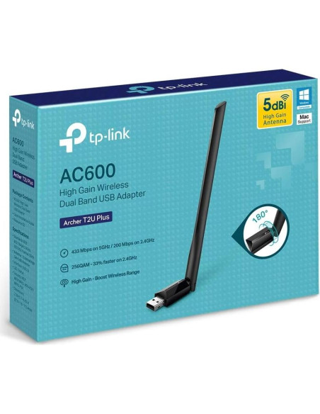 Adaptador USB WiFi TP-Link AC600 Archer T2U Plus 5dBi