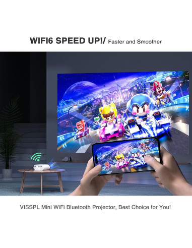 Mini Proyector VISSPL Full HD 1080P WiFi Bluetooth Portátil