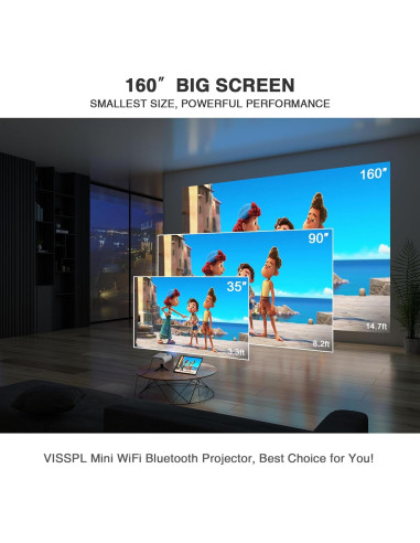 Mini Proyector VISSPL Full HD 1080P WiFi Bluetooth Portátil