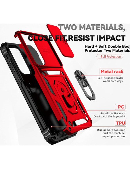 Funda Samsung Galaxy A55 5G PUSHIMEI Rojo Grado Militar