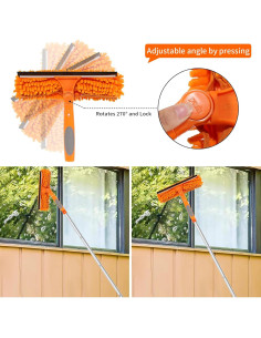 Kit de limpieza de ventanas TIMIVO 182 cm 2 en 1 con estropajos 2