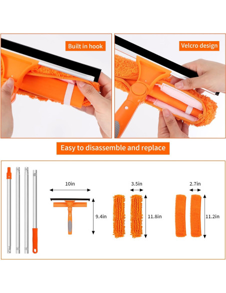 Kit de limpieza de ventanas TIMIVO 182 cm 2 en 1 con estropajos Kit de limpieza de ventanas TIMIVO 182 cm 2 en 1 con estropajos