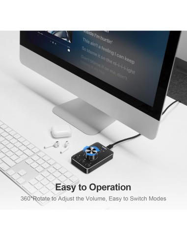 Perilla de Control de Volumen Vaydeer USB con Silencio y 3 Modos