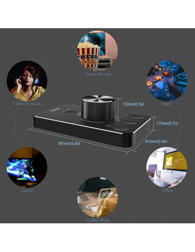 Perilla de Control de Volumen Vaydeer USB con Silencio y 3 Modos