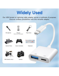 Adaptador de Cámara Lightning a USB Untvie con Carga - iPhone/iPad 2