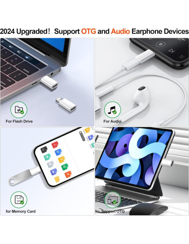 Adaptador USB C a Lightning xiwxi para iPhone 14/13/12, Audio OTG