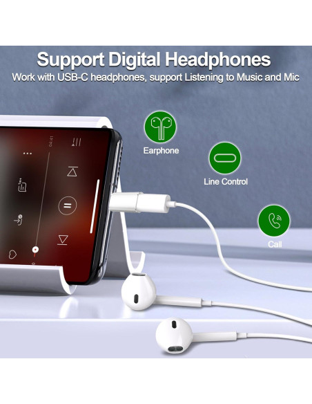 Adaptador USB C a Lightning xiwxi para iPhone 14/13/12, Audio OTG