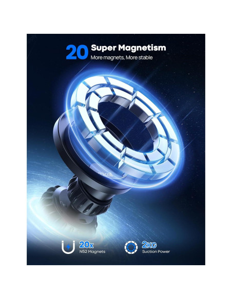 Soporte de Coche Lamicall MagSafe 20 Imán Negro