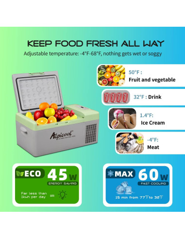Alpicool Y16T Nevera Portátil 15L 12V para Camping y Pesca