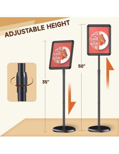 Soporte de Cartel de Piso Newzueby Ajustable 38-50" Negro