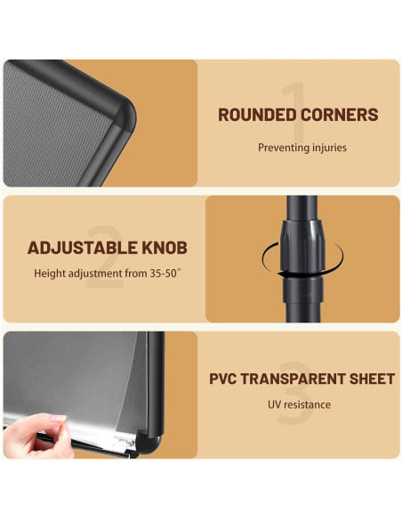 Soporte de Cartel de Piso Newzueby Ajustable 38-50" Negro
