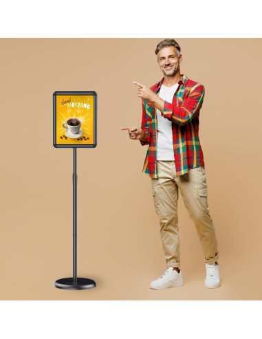 Soporte de Cartel de Piso Newzueby Ajustable 38-50" Negro