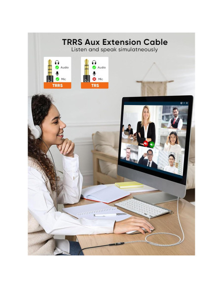 Cable de Extensión de Audio 3.5mm CableCreation 3m con Mic