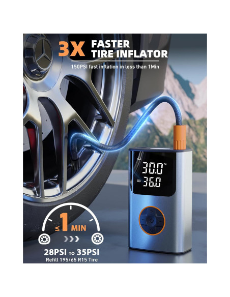 Compresor de Aire OFISPEED Portátil 150 PSI con Pantalla LCD