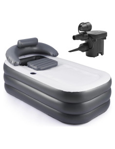 Bañera Inflable CO-Z Gris con Bomba y Almohada