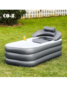 Bañera Inflable CO-Z Gris con Bomba y Almohada 2
