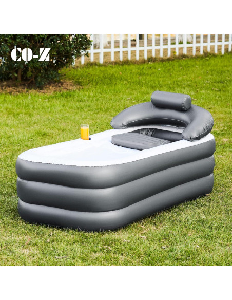 Bañera Inflable CO-Z Gris con Bomba y Almohada
