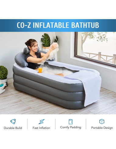 Bañera Inflable CO-Z Gris con Bomba y Almohada