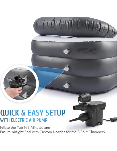 Bañera Inflable CO-Z Gris con Bomba y Almohada