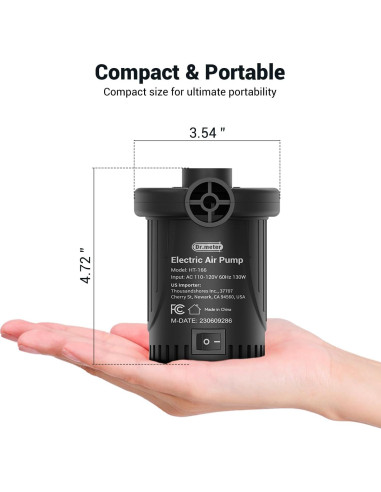 Bomba de Aire Eléctrica Dr.Meter HT-166 460L/min 0.47kg