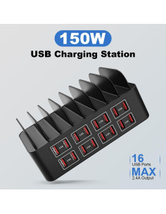 Estación de Carga USB Cinlinso 150W 16 Puertos Rápida 2