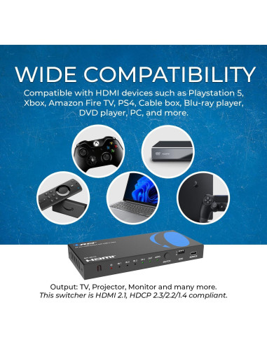 Interruptor HDMI 4x1 OREI BK-401C 8K 60Hz USB-C 48Gbps