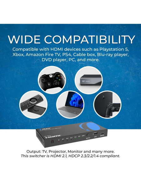 Interruptor HDMI 4x1 OREI BK-401C 8K 60Hz USB-C 48Gbps