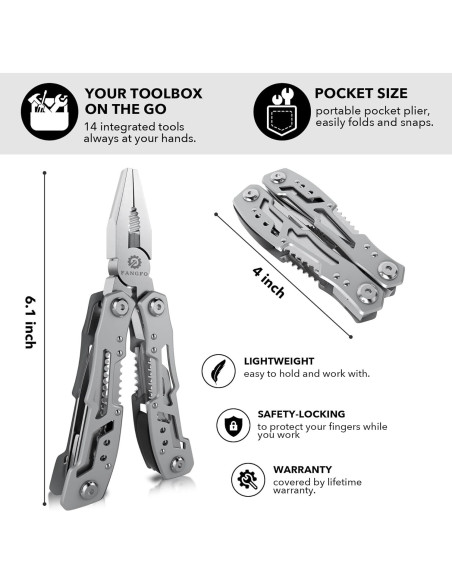 Alicate Multiherramienta Fangfo 14-en-1 Acero Inoxidable