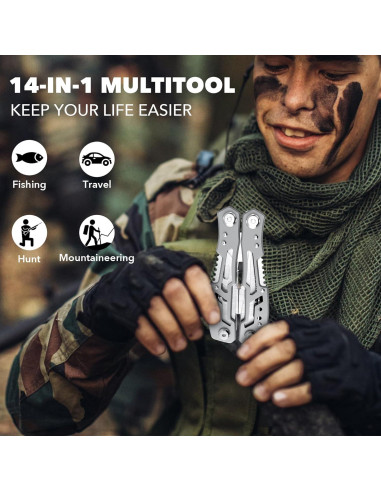 Alicate Multiherramienta Fangfo 14-en-1 Acero Inoxidable
