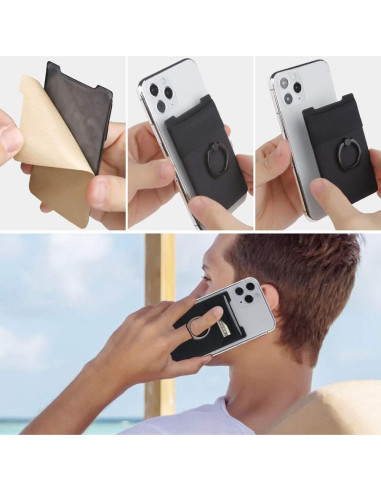 Billetera para Teléfono TUZAMA Negra 5 en 1 con RFID