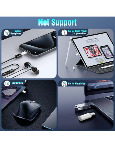 Adaptador Lightning a USB-C TiMOVO, 4 piezas, carga y datos