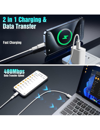 Adaptador Lightning a USB-C TiMOVO, 4 piezas, carga y datos