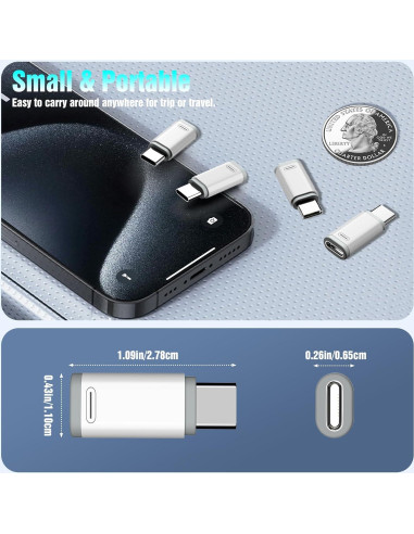 Adaptador Lightning a USB-C TiMOVO, 4 piezas, carga y datos