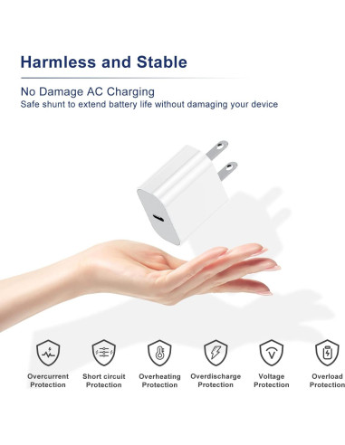 Cargador Rápido 20W USB-C para iPhone con Cable 1.8m