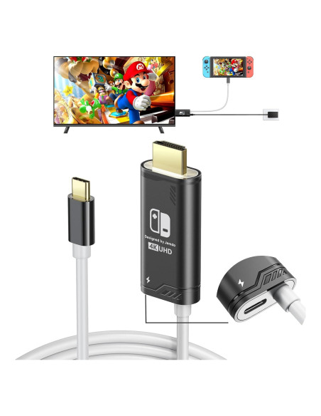 Adaptador HDMI JINGDU 4K para Nintendo Switch 2m Negro