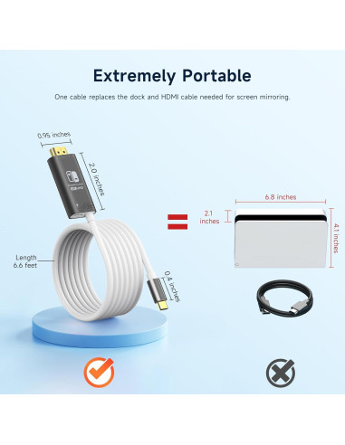 Adaptador HDMI JINGDU 4K para Nintendo Switch 2m Negro