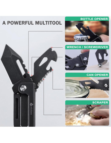 Cuchillo de Llavero EDCfans 8 en 1 Acero Inoxidable