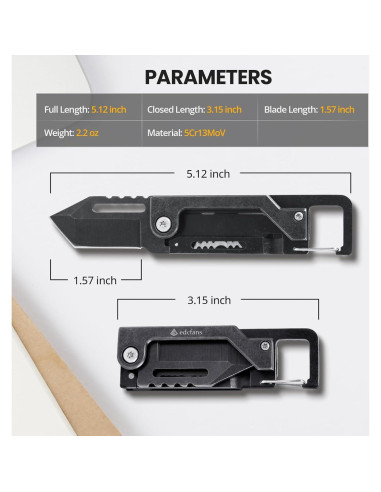 Cuchillo de Llavero EDCfans 8 en 1 Acero Inoxidable