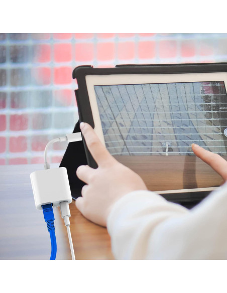 Adaptador Ethernet Lightning a RJ45 DESOFICON 2 en 1 100Mbps Adaptador Ethernet Lightning a RJ45 DESOFICON 2 en 1 100Mbps