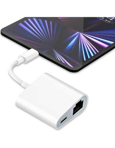 Adaptador Ethernet Lightning a RJ45 DESOFICON 2 en 1 100Mbps