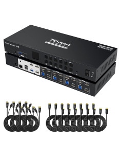 Interruptor KVM HDMI TESmart 4 Puertos Triple Monitor 4K
