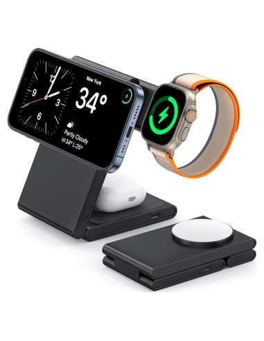 Estación de Carga Inalámbrica 3 en 1 CUCICU para iPhone 16/15/14